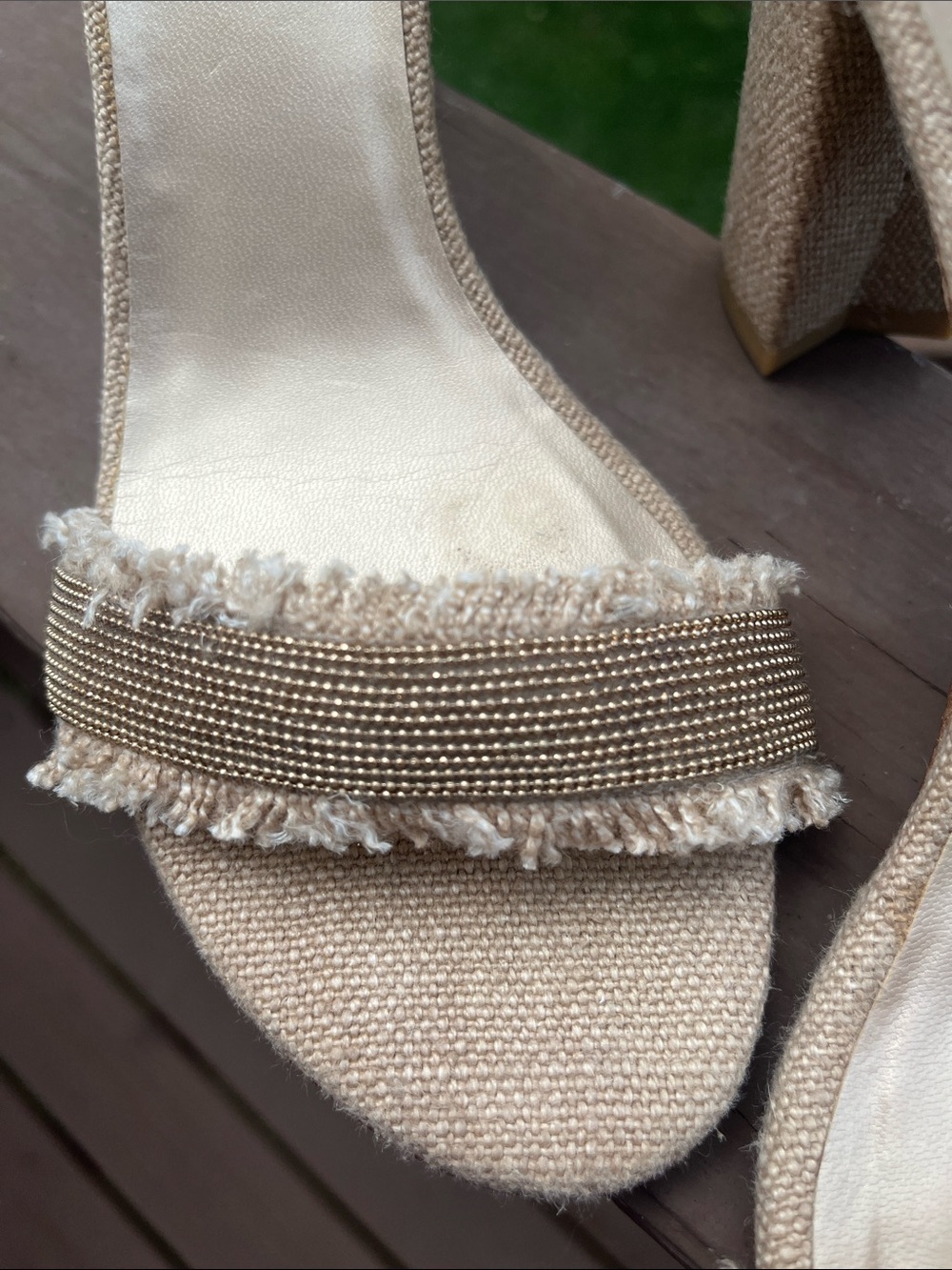 Stuart Weitzman frayed canvas sandals. Size 8-1/2 M - Picture 7 of 11